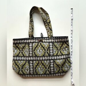 Vera Bradley Large Tote Shoulder Bag Toggle Purse Dbl Handle paisley green white